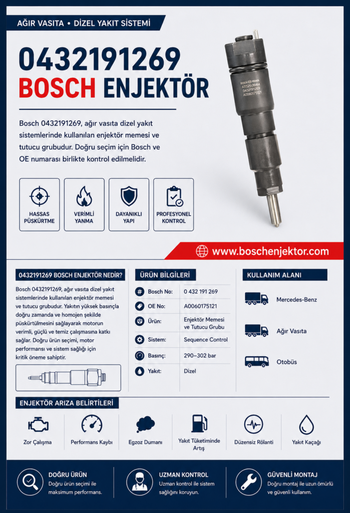 Mercedes-Benz Axor ve Actros Bosch 0432191269 Enjektör