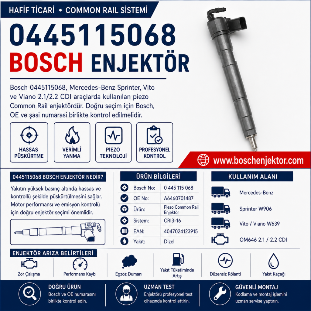 Bosch 0445115068 Enjektör | Mercedes Sprinter OM646