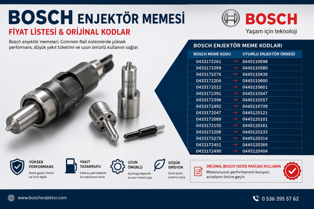 Bosch Enjektör Memesi fiyat listesi 2026