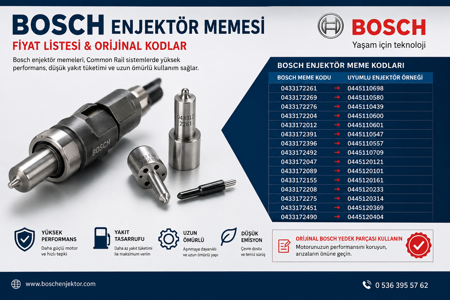 Bosch Enjektör Memesi fiyat listesi 2026